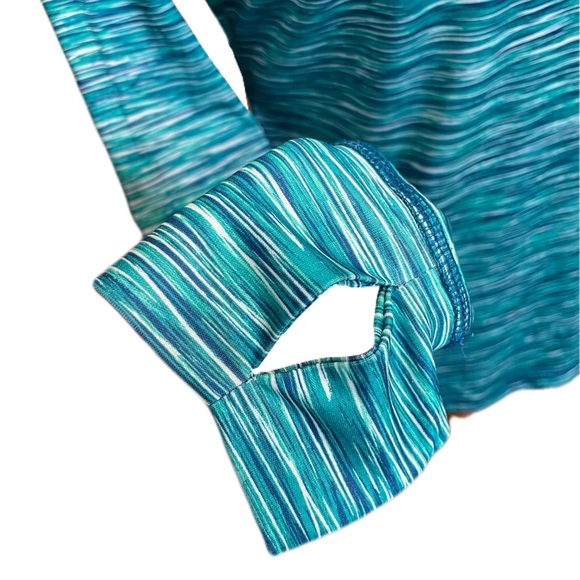 EXERTEK ATHLETIC HALF ZIP STRIPED/HEATHERED PULLOVER WITH THUMB HOLE - Picture 4 of 7